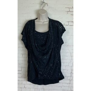 Harley Davidson HDMC Womens‎ Black Cowl Splatter Tee Shirt Short Sleeve Size XL